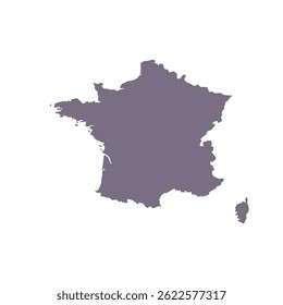 Map of France, sign silhouette. World map Globe. Vector Illustration isolated on white background. Europe continent.