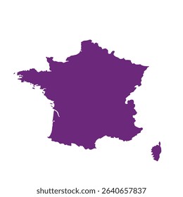 Map of France, sign silhouette. World map Globe. Vector Illustration isolated on white background. Europe continent.