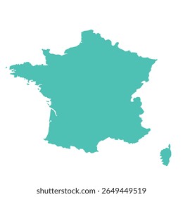 Mapa da França, silhueta de sinais. Mapa do mundo Globo. Ilustração de vetor isolada em fundo branco. continente europeu.