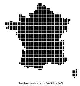 The Map Of France. Silhouette of France is made up of square dots. Original abstract vector illustration.