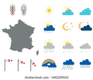 Map Of France With Weather Symbols