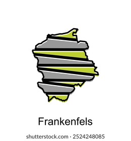 Map of Frankenfels design illustration, vector symbol, sign, outline, World Map International vector template on white background