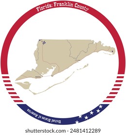 Map of Franklin County in Florida, USA arranged in a circle.