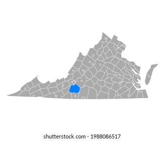 Map of Franklin in Virginia on white