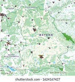 Map Free State of Bavaria - Germany, Vector Map