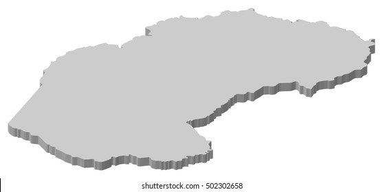 Map - Free State (South Africa) - 3D-Illustration