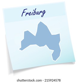 Map of Freiburg-im-Breisgau as sticky note in blue