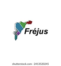Map of frejus vector design template, national borders and important cities illustration on white background