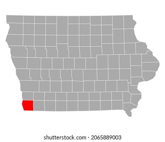 Map of Fremont in Iowa on white