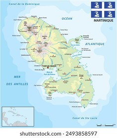 Map of the French Caribbean island of Martinique