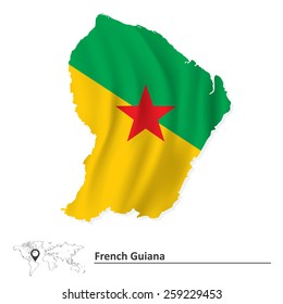 Karte Französisch-Guayana mit Flagge - Vektorgrafik