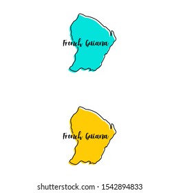 Map of French Guiana Vector Design Template.