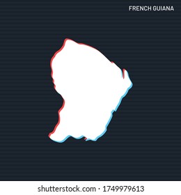 Map of French Guiana Vector Design Template On Dark Background.