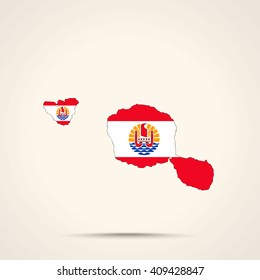 Map of  French Polynesia in French Polynesia flag colors