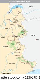 Map of the French Route des Grandes Alpes in French