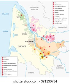 Map Of The French Wine Region Of Bordeaux