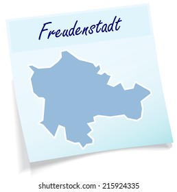 Map of Freudenstadt as sticky note in blue