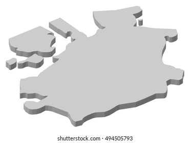 Map - Fribourg (Swizerland) - 3D-Illustration