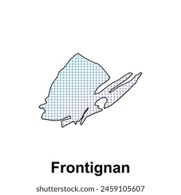 Map of Frontignan City with gradient color, dot technology style illustration design template, suitable for your company