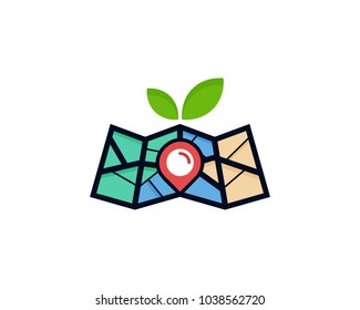 Map Fruit Icon Logo Design Element