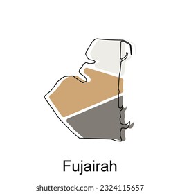 Map of Fujairah Province of United Emirate Arab illustration design, World Map International vector template with outline graphic sketch style isolated on white background
