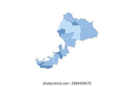 Map of Fukui isolated blue tone color style.Map of Japan.for website layouts, background, education, precise, customizable, Travel worldwide, map silhouette backdrop, earth geography, political.