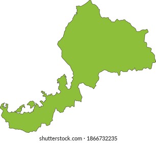 Mapa de Fukui en Japón, imagen vectorial aislada.