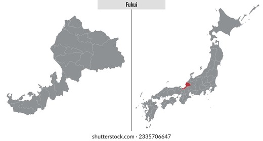 map of Fukui prefecture of Japan and location on Japanese map