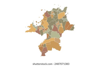 Map of Fukuoka for education,Travel worldwide, earth geography website layouts, background,study geography,work in graphics.Suitable for those interested in using illustrations Provinces in Japan