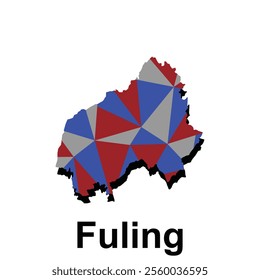Map of Fuling colorful modern polygon geometric design, element graphic illustration template