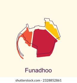 Map of Funadhoo geometric colorful with outline modern icon, vector illustration design template