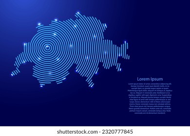 Karte aus futuristischen, konzentrierten blauen Kreisen und leuchtenden Sternen für Banner, Poster, Grußkarte