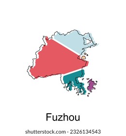 Map of Fuzhou High Quality is a province of China map, black and white detailed outline regions of the country. Vector illustration template