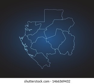 Map of Gabon - Abstract mash line and point scales on circuit dark background. symbol for your web site design map logo, app, ui,Travel. Vector illustration eps 10.