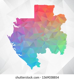 Map of Gabon. Colorful Geometric Rumpled Triangular , Polygonal Design For Your . Vector illustration eps 10.