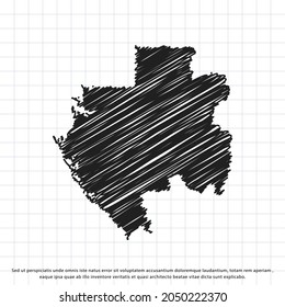 Map of Gabon freehand drawing on a sheet of exercise book. Vector illustration.