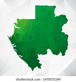 Map of Gabon - Green Geometric Rumpled Triangular , Polygonal Design For Your . Vector illustration eps 10