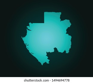 Map of Gabon green vector isolated on dark background. High detailed green vector map, Gabon symbol for your web site design map - Vector illustration eps 10.