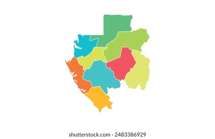 Map of Gabon isolated modern colorful style. for website layouts, background, education, precise, customizable, Travel worldwide, map silhouette backdrop, earth geography, political, reports. 