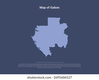  Mapa de Gabão, minimalista vetor silhueta em azul suave sobre fundo escuro