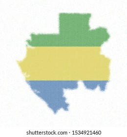 Map of Gabon. Mosaic style map with flag of Gabon. Fine vector illustration.