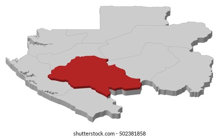 Map - Gabon, Ngounie - 3D-Illustration