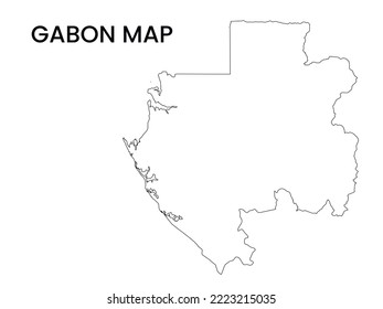 Map of Gabon, Outline Map Gabon vector Illustration, Map of Gabon with an outline. Gabon map.