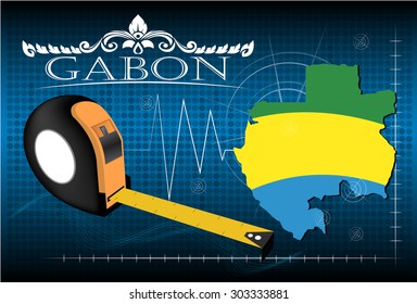 Map of Gabon with ruler, vector.