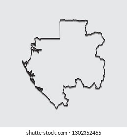 map of Gabon with shadow on gray background.eps10