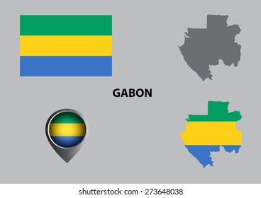 Map of Gabon and symbols.
