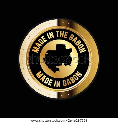 Map of Gabon. Vector illustration. Logo, Icon, and Symbol. Gabon map gold seal. 