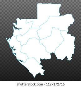 Map of Gabon. Vector illustration on transparent background. Items are placed on separate layers and editable. Vector illustration eps 10.