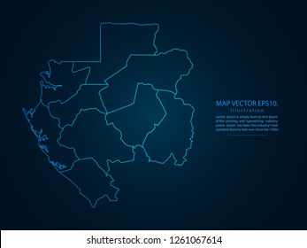 Map of gabon,Abstract mash line and point scales on dark background for your web site design map logo, app, ui,Travel. Vector illustration eps 10.