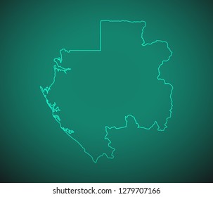 Map of Gabon,Green map on dark background. Vector illustration eps 10.